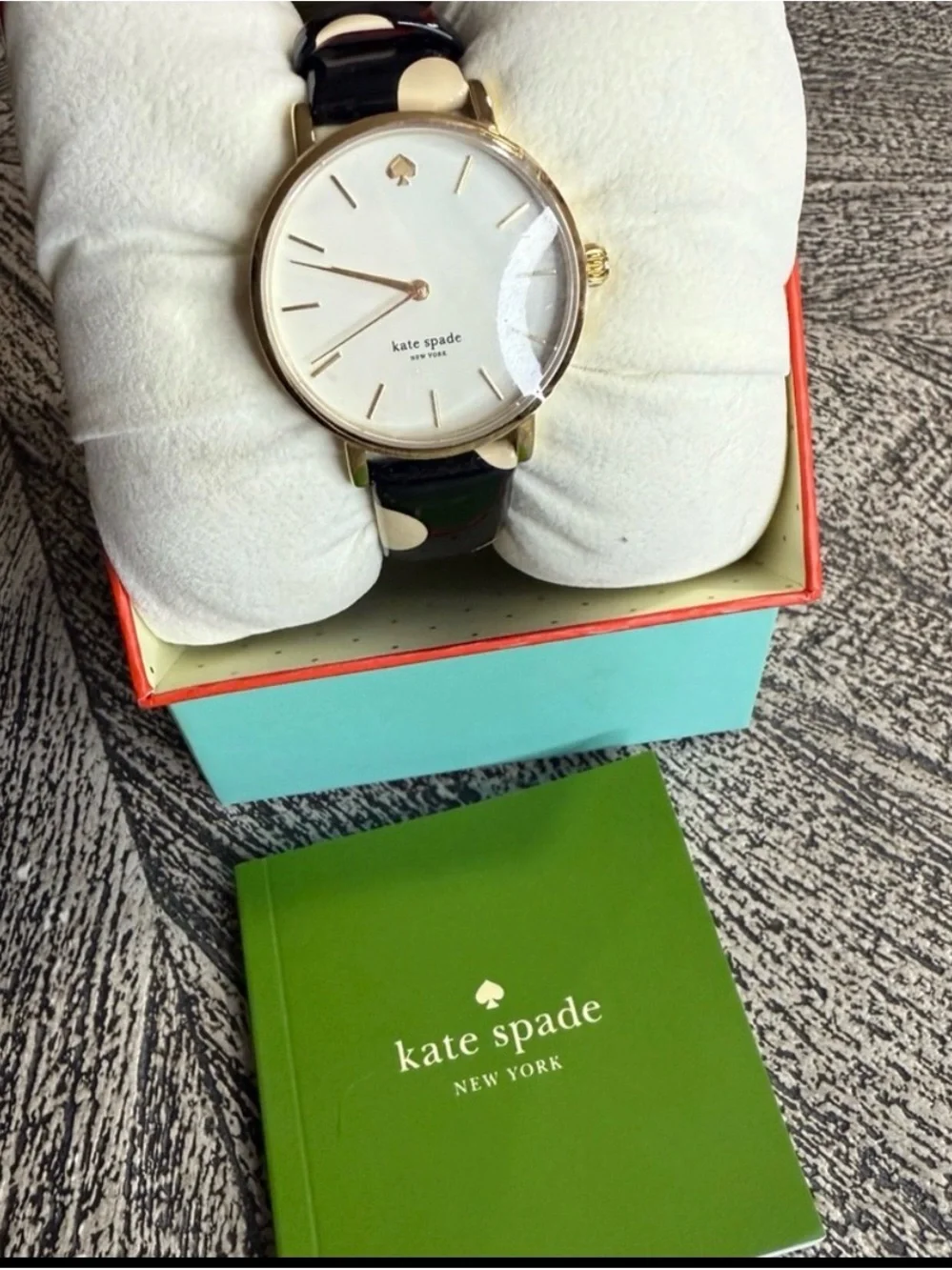 kate spade Gold-Tone Case Watch with Black Strap and White Dial